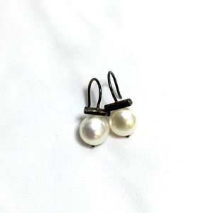 Pearl and silver earrings